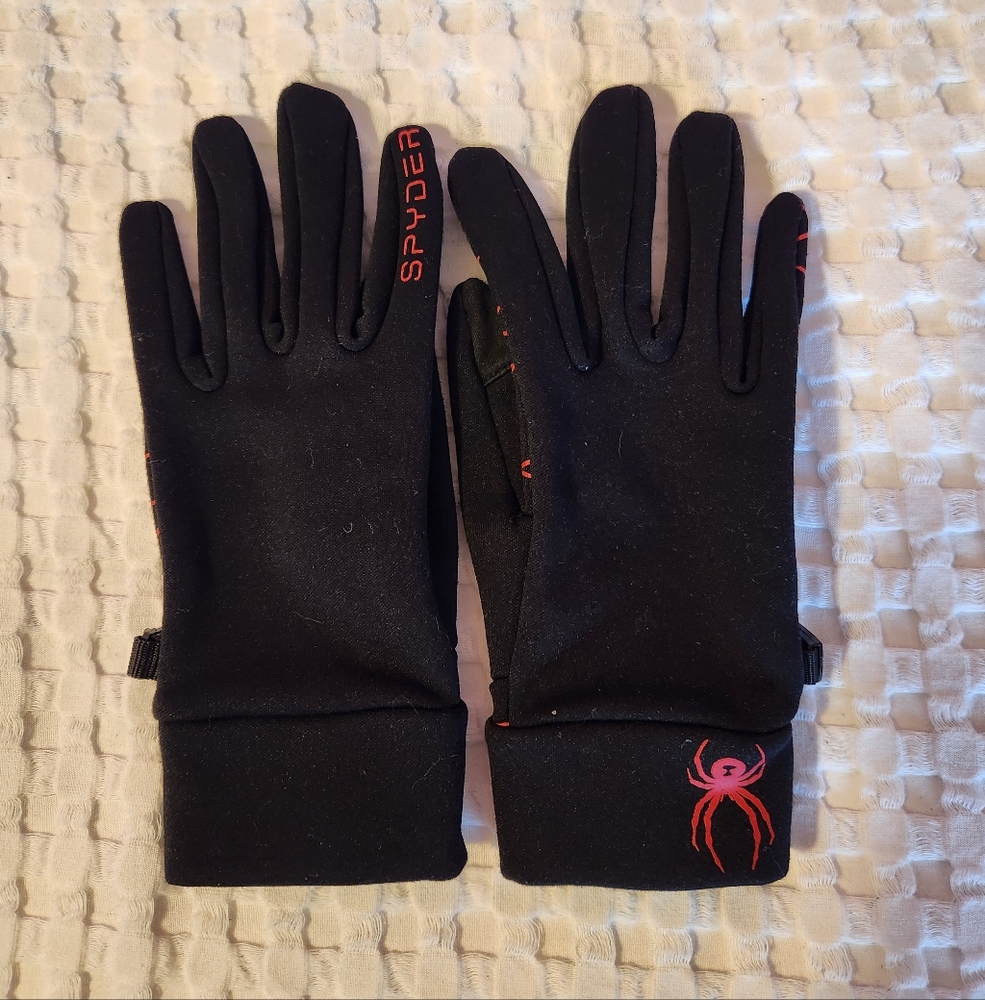 Spyder Black Gloves with Red Logo